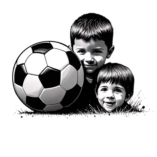 Soccer Ball And Children Boy