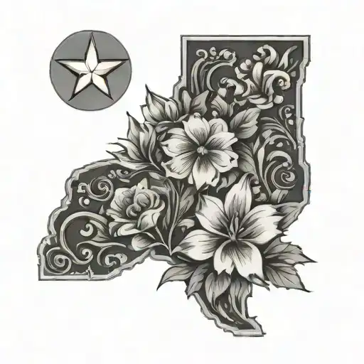 The State Of Texas With Flowers Masculine