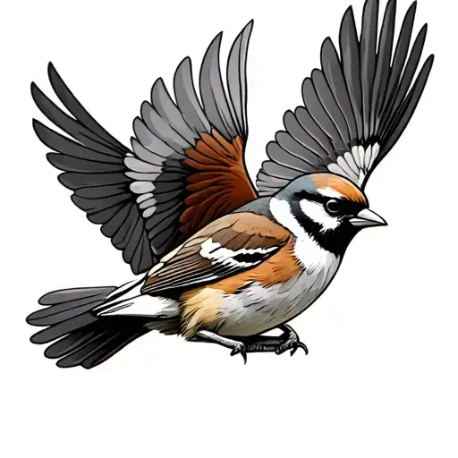 Barn Sparrow Flying