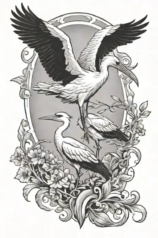 A Stork Carries A Calf
