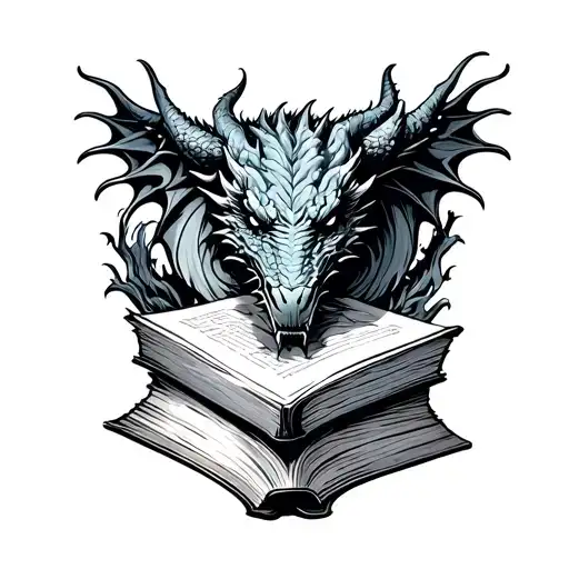 Stamp With Dragon And Book