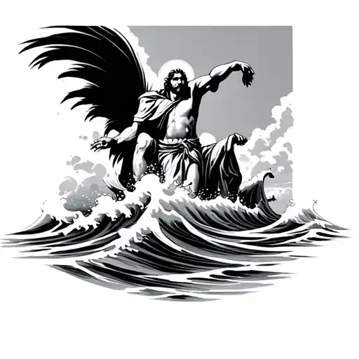 Moses Parting The Red Sea Waves Crashing