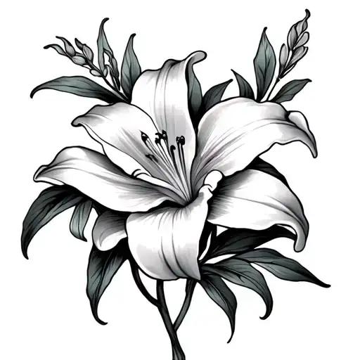 Breast Cancer Ribbon With Stargazer Lilly Flower