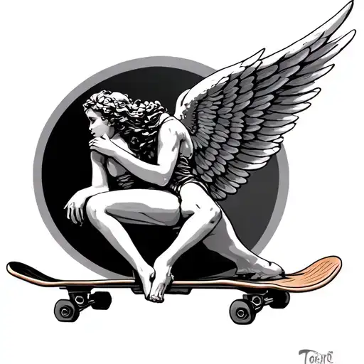 Skateboard Angels Wings