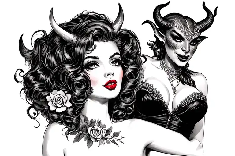 Devil And Pin Up Girl Traditonal