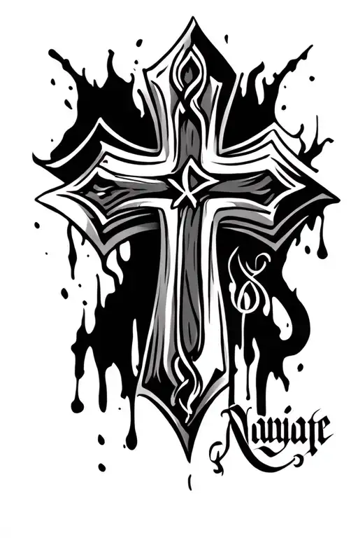 Cross Tattoo With Name Written