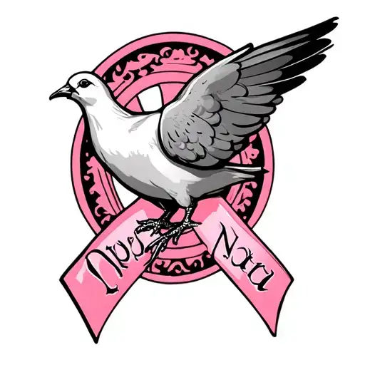 Dove Sitting On Top Of Breast Cancer Symbol With The Word Nana Written In The Symbol