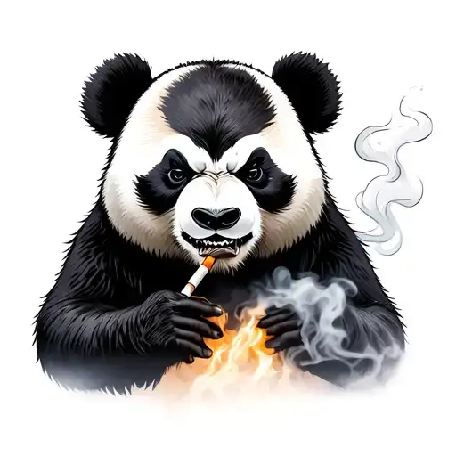 Angry Panda Bear Smoking Cigarette