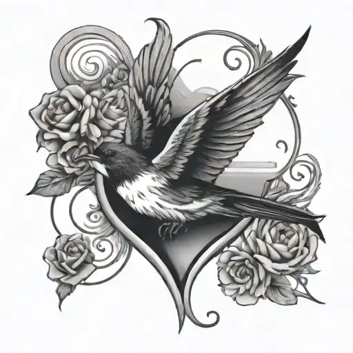 Pulse With Heart At The End Flock Of Swallows On The Wrist