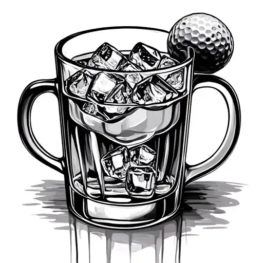Golf And Bourbon Glass With Ice