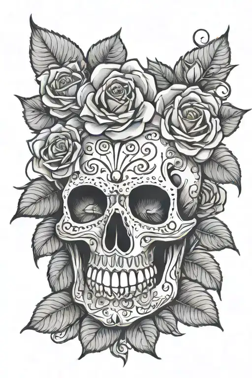 Candy Skull With Roses