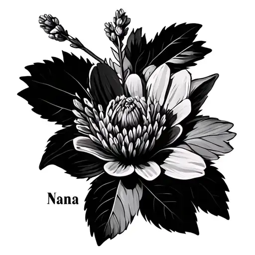 Lavender Flower With The Stem Being The Word Nana