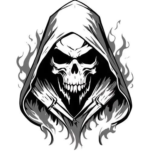 Hooded Reaper Silhouette Smoke Fire