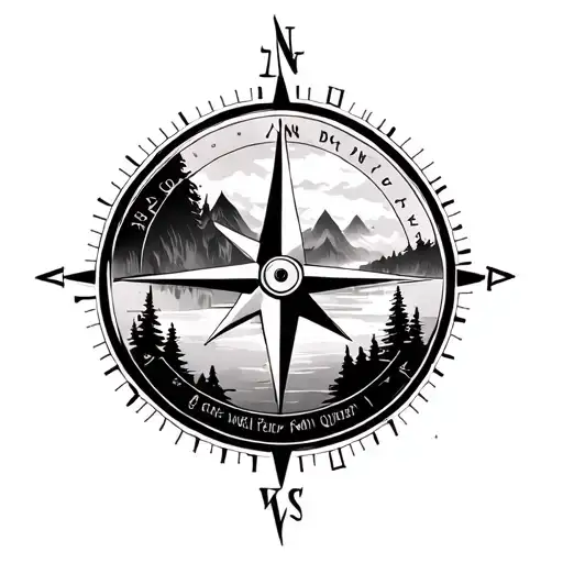Compass Wilderness Scene Inspired