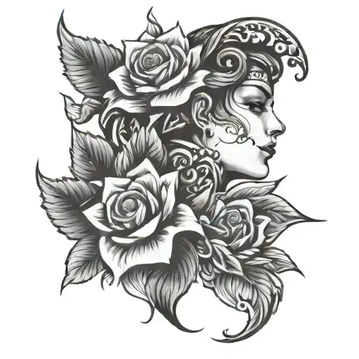 Line Art Tattoo For Neck