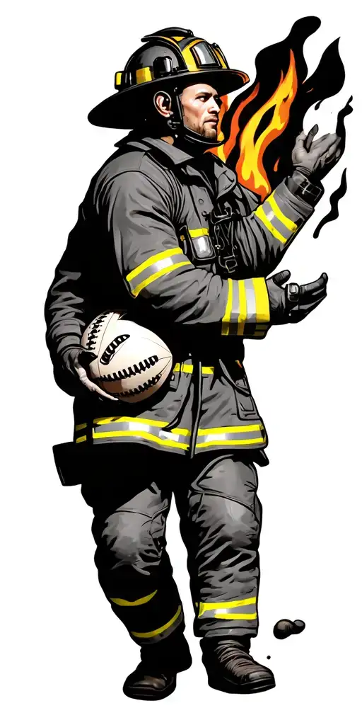 Firefighter Playing Rugby Ball Morphing