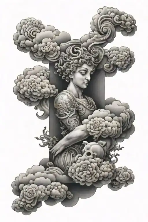 308 Numbers Inside A Cloud Sleeve With Statue