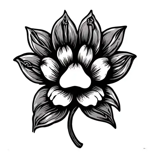 Flower Made Of Celtic Knots For Stem And Dog Paw Print For Blossom