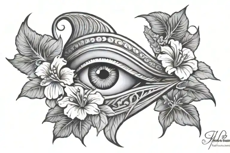 Eye Of Ra And Hibiscus Flowers