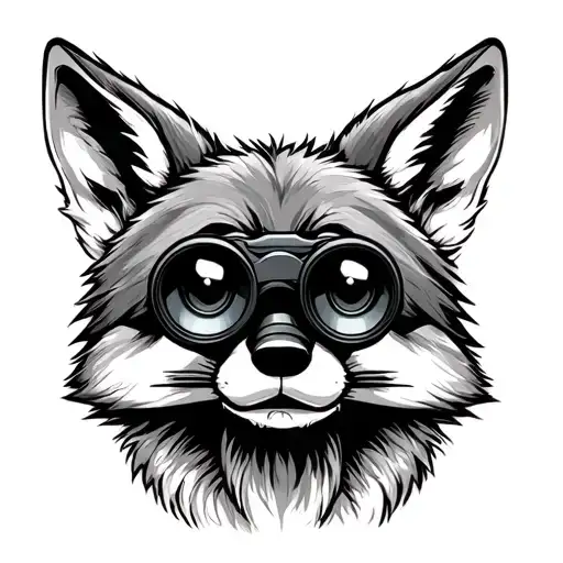 Willey The Coyote With Eyes Poking Out Of Binoculars In Awe And Amazement