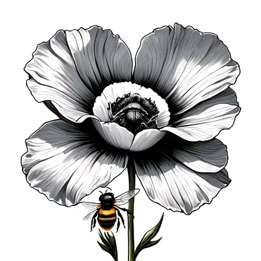 California Poppy With A Bumble Bee