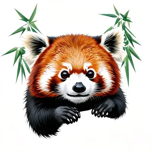 Red Panda In Bamboo Forest