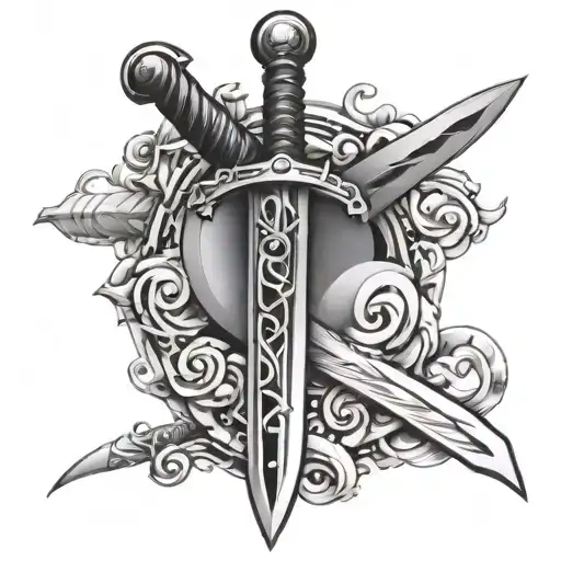 Sword Tattoo For Chest