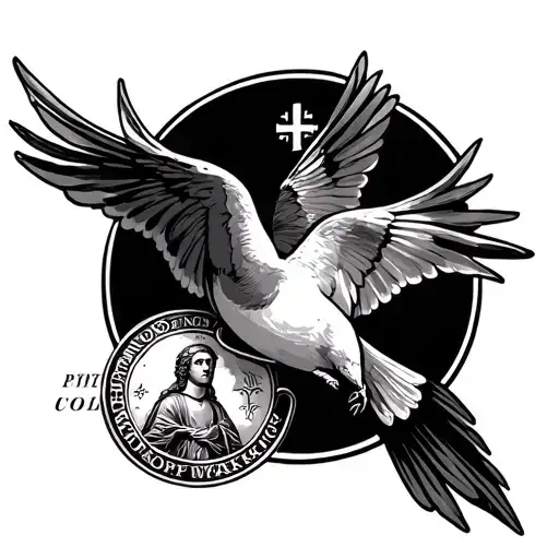 Swallow And Saint Christopher Medallion