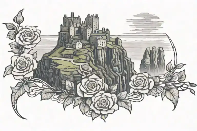 Cliffs Of Moher With Roses Growing