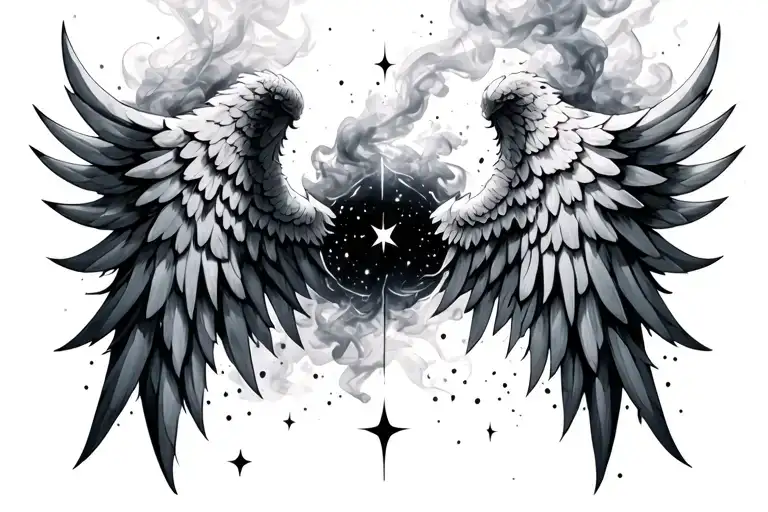 Illyrian Wings Surrounded With Smoke And Stars Forming