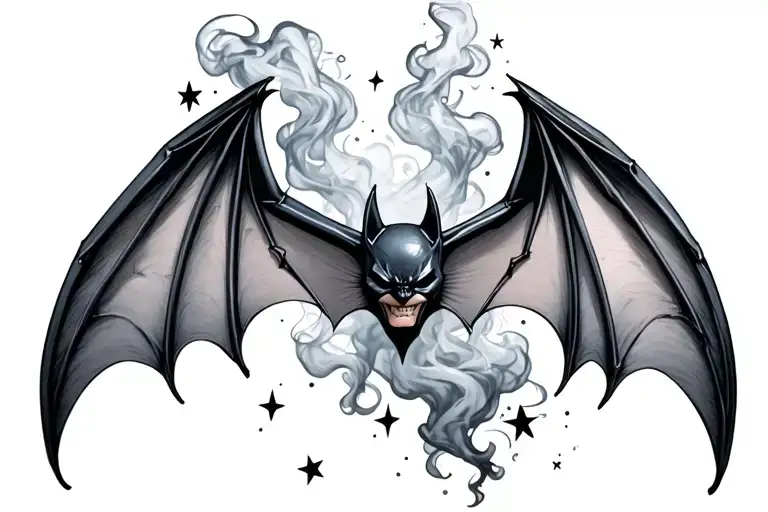 Bat Wings Surrounded With Smoke And Stars Forming
