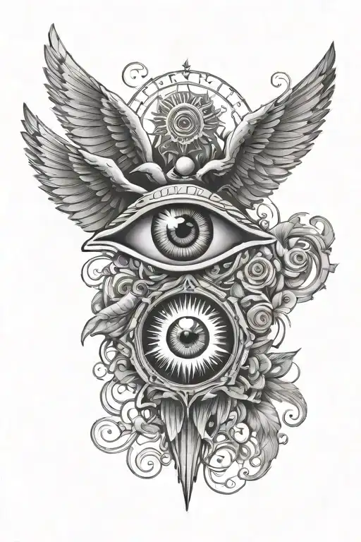 All Seeing Eye Surrounded With Wings Spread Wide