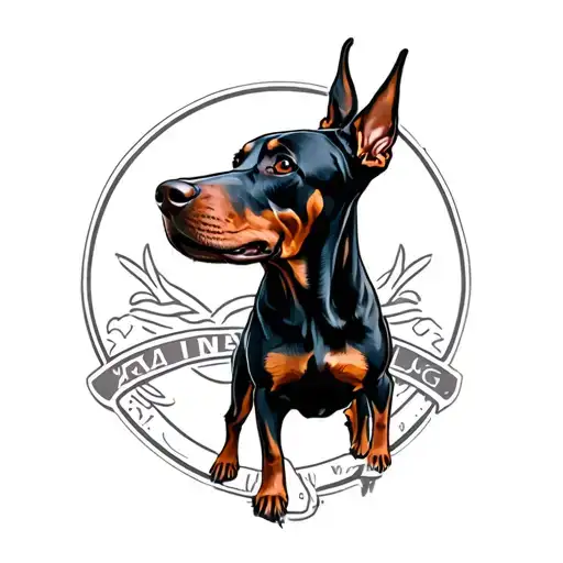 Doberman Standing With Ears