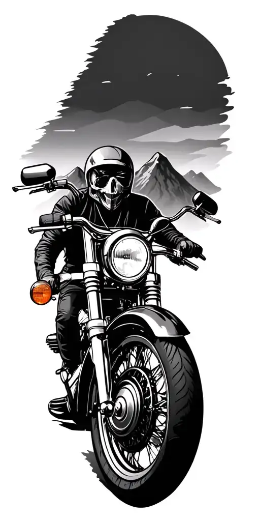 Mountains And Harley Davidson Motorcycle
