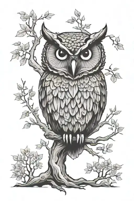 Owl And Trees Growing