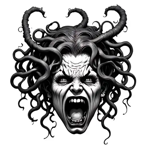 Goth Medusa Head Angry Crying Screaming