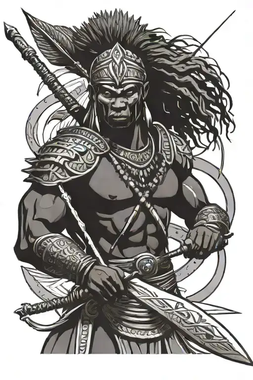 African Warrior Wielding Spear