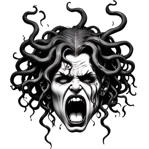 Goth Medusa Head Angry Crying Screaming