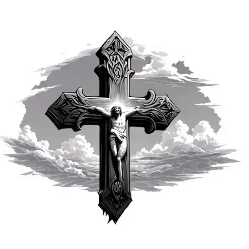 Cross Surrounded With Sky Filled
