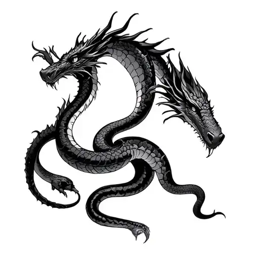 Dragon And Snake Facing Off Against Each Other