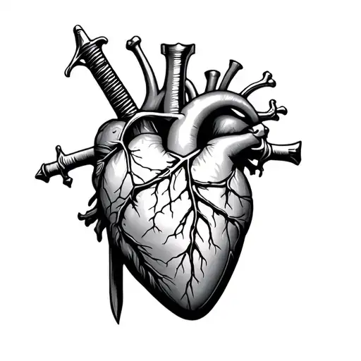 Anatomical Heart Pierced By A Sword