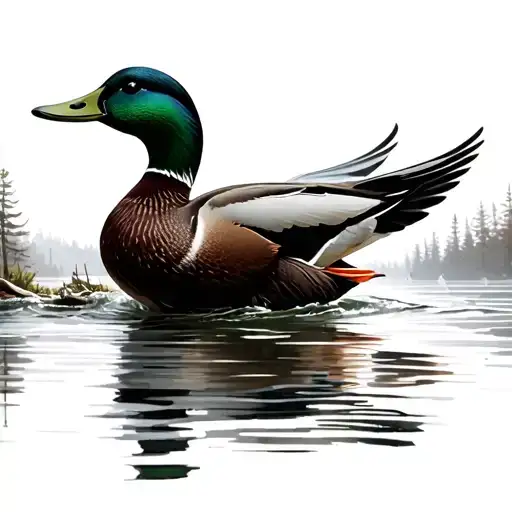 Mallard Duck Flying In Flooded Timber
