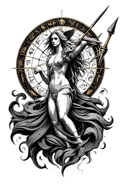 Sagittarius Half Sleeve With The Zodiac Wheel Around