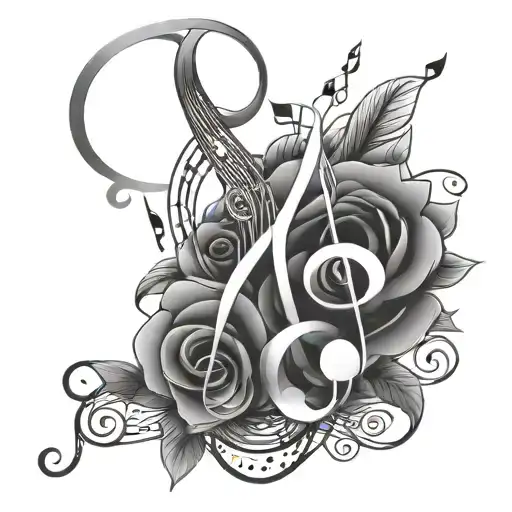Music Notes Flowers Intertwined