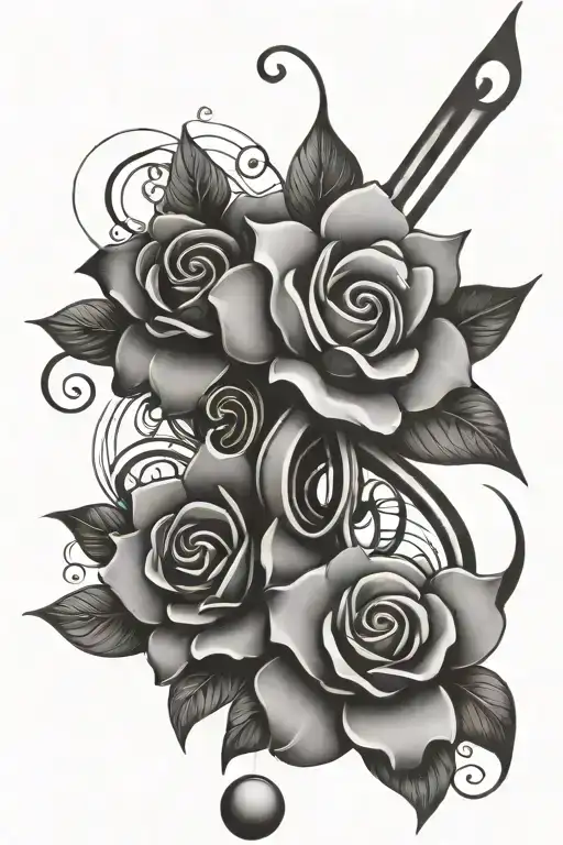 Music Notes Flowers Intertwined