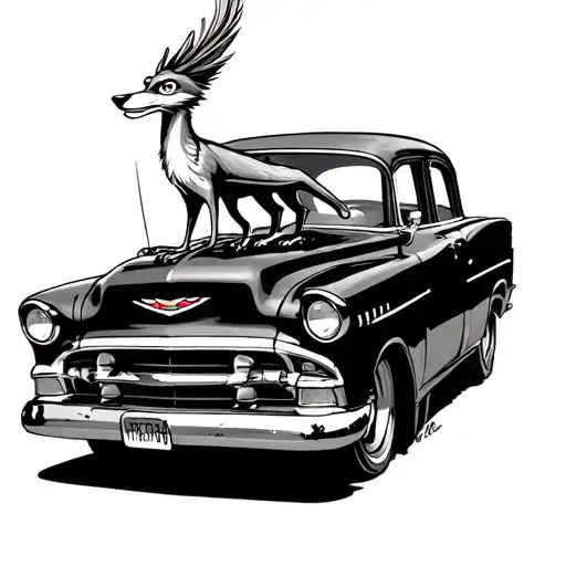 Coyote And Road Runner With A 51 Chevy