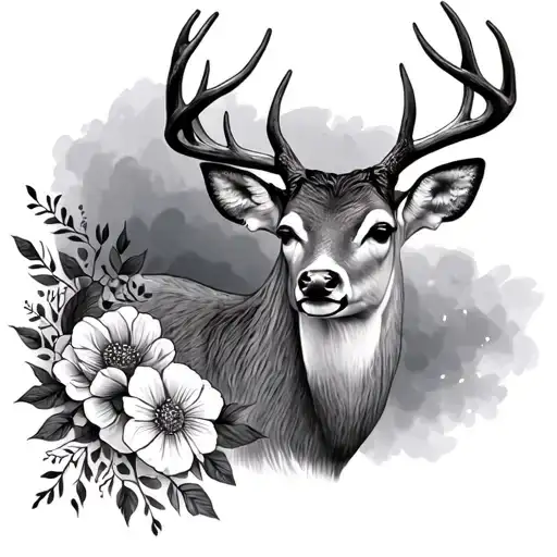 Deer And Flowers