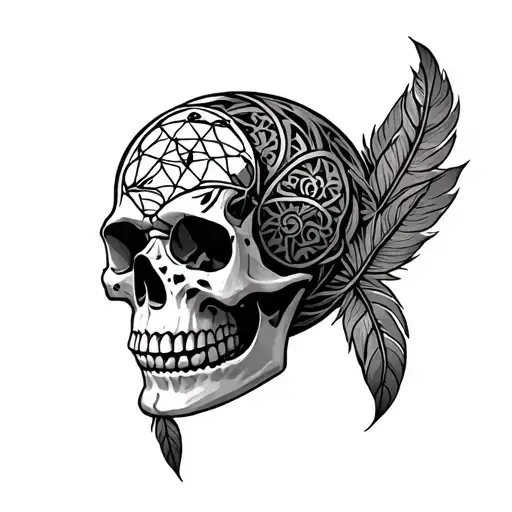 Skull Morphing Into Oklahoma Dream Catcher