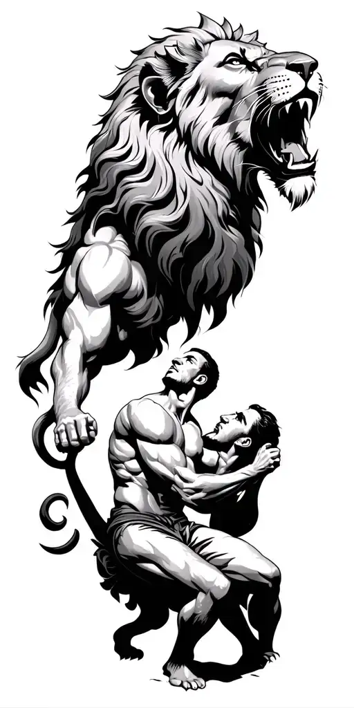 God Talking To A Man With A Lion Roaring