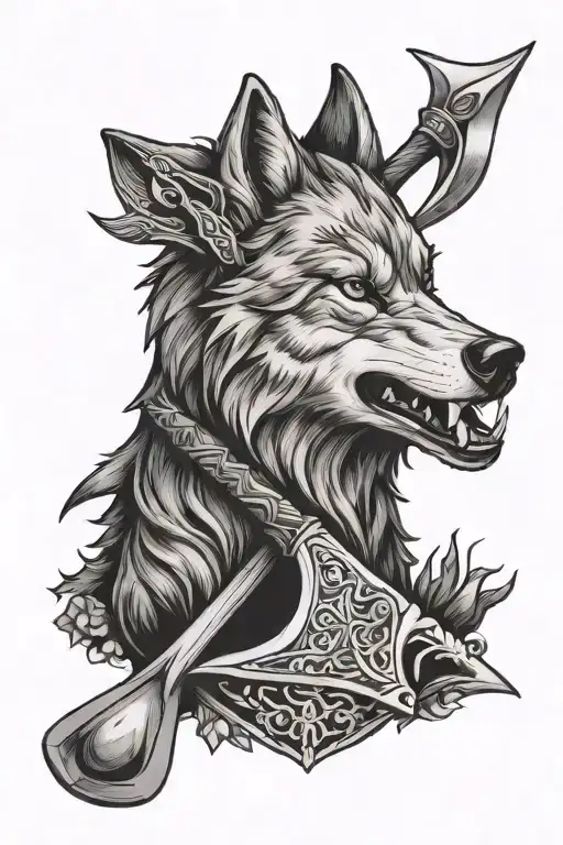 Wolf And Axe Inspired